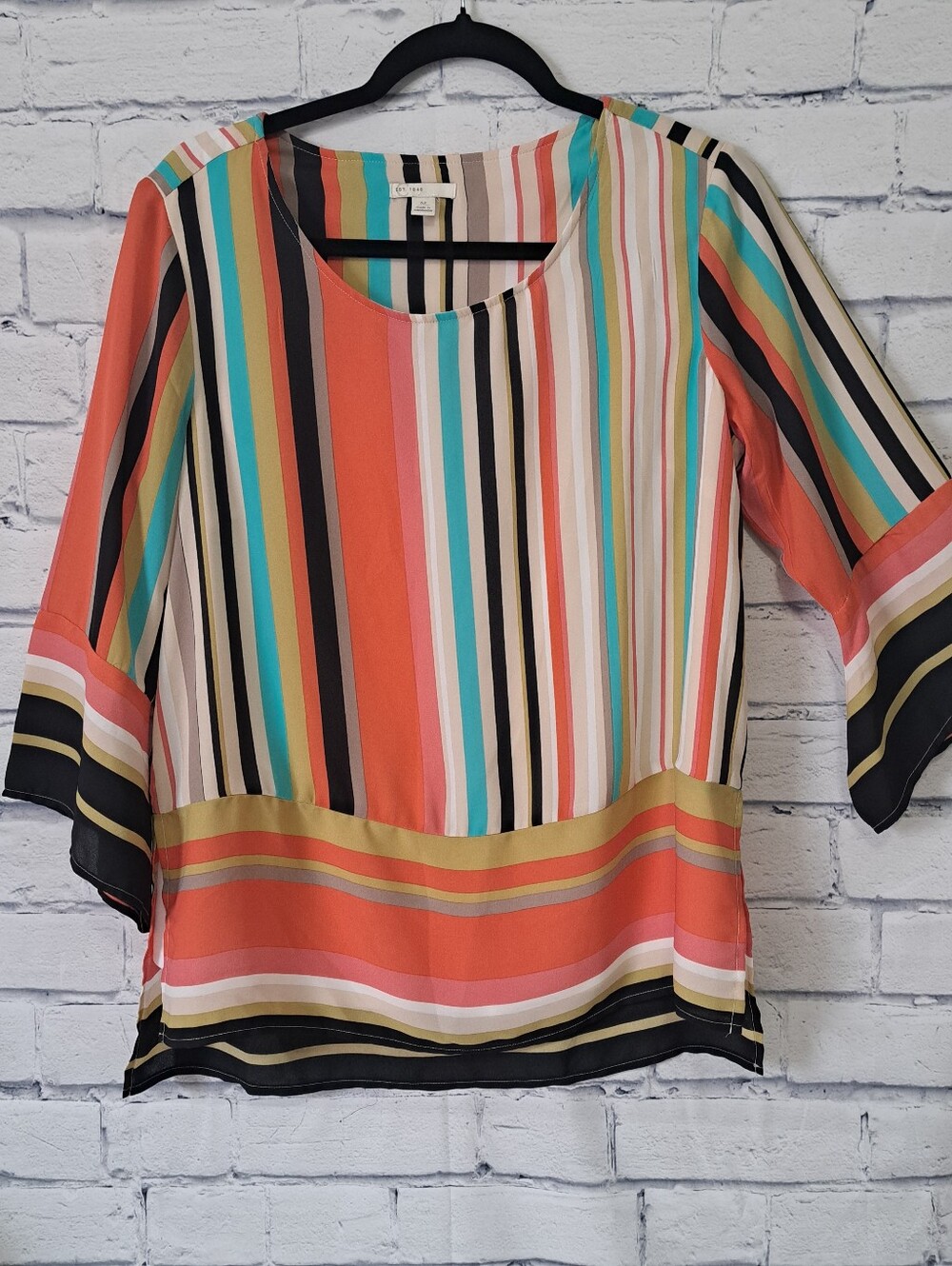 Cato Women's Striped 3/4 Top Medium
